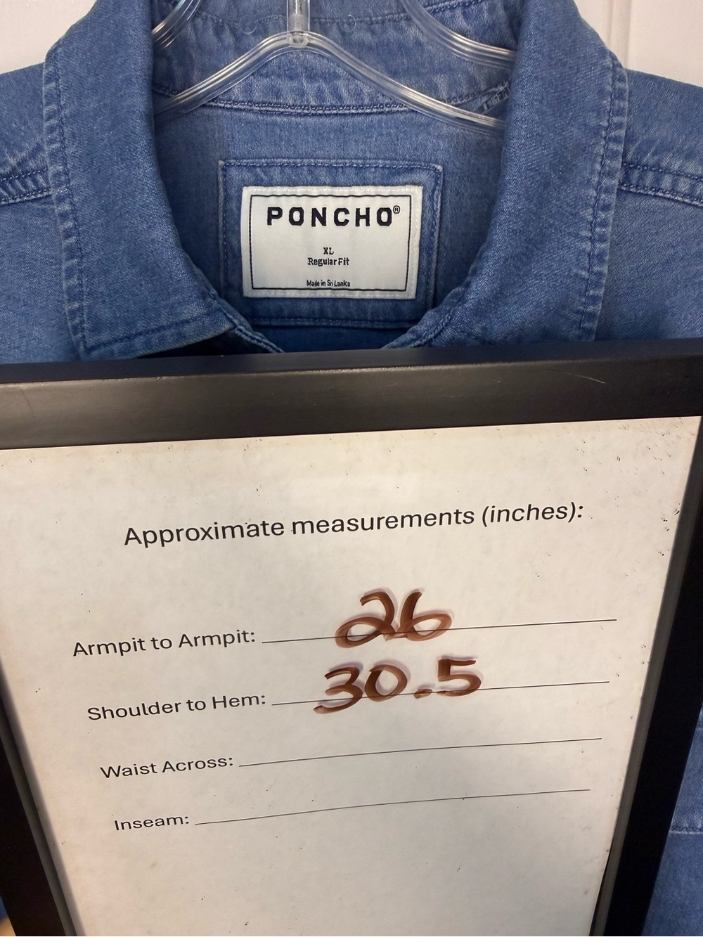 Poncho Men's Denim Button-Down Shirt in Light Blue - Picture 4 of 7